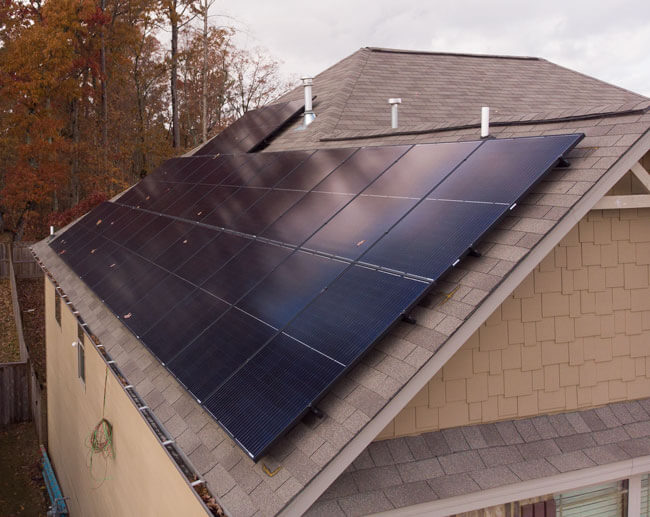 roof with solar panels