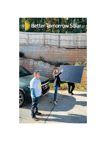 Modern house exterior featuring sleek black solar panels installed on the roof in Atlanta, GA